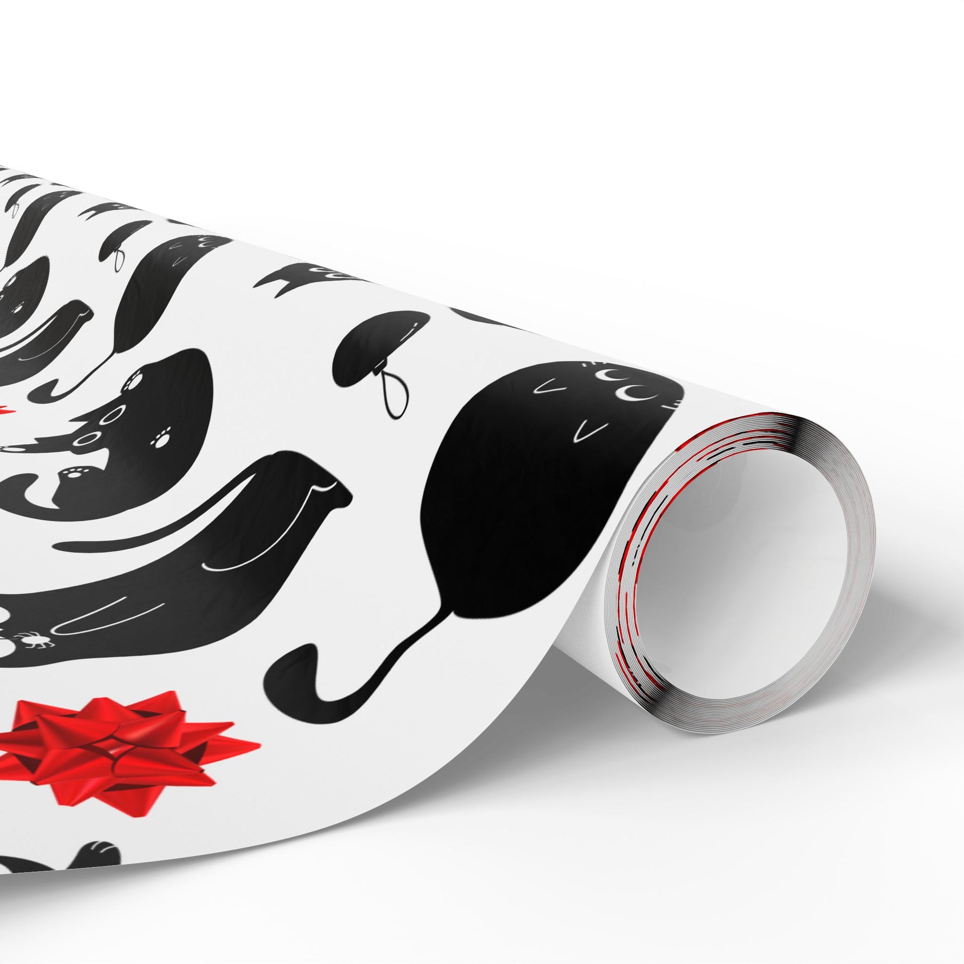 Black Void Kitty Wrapping Paper, Birds of Valhalla, Home Decor, Printify