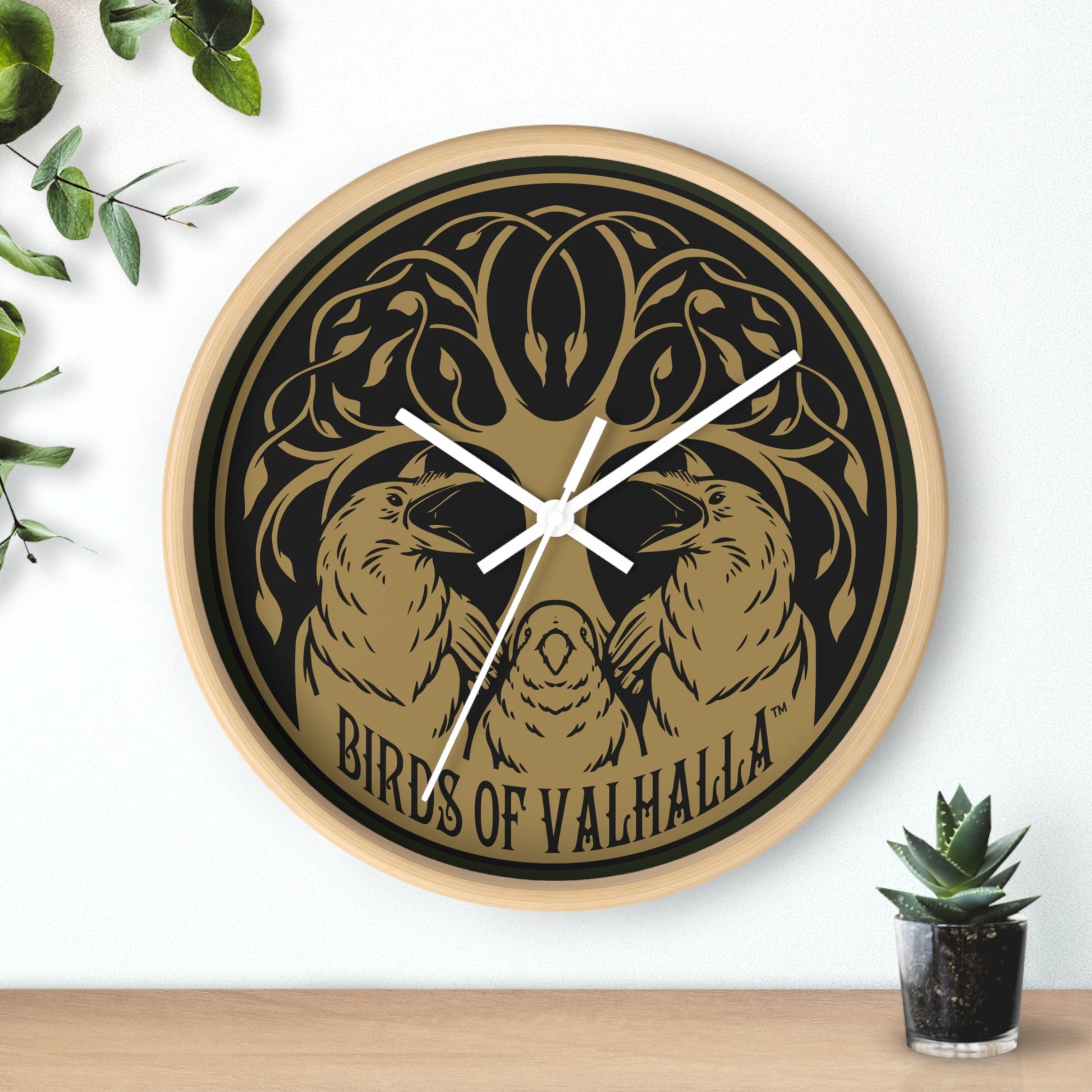 Birds of Valhalla Wall Clock, Birds of Valhalla, Home Decor, Printify