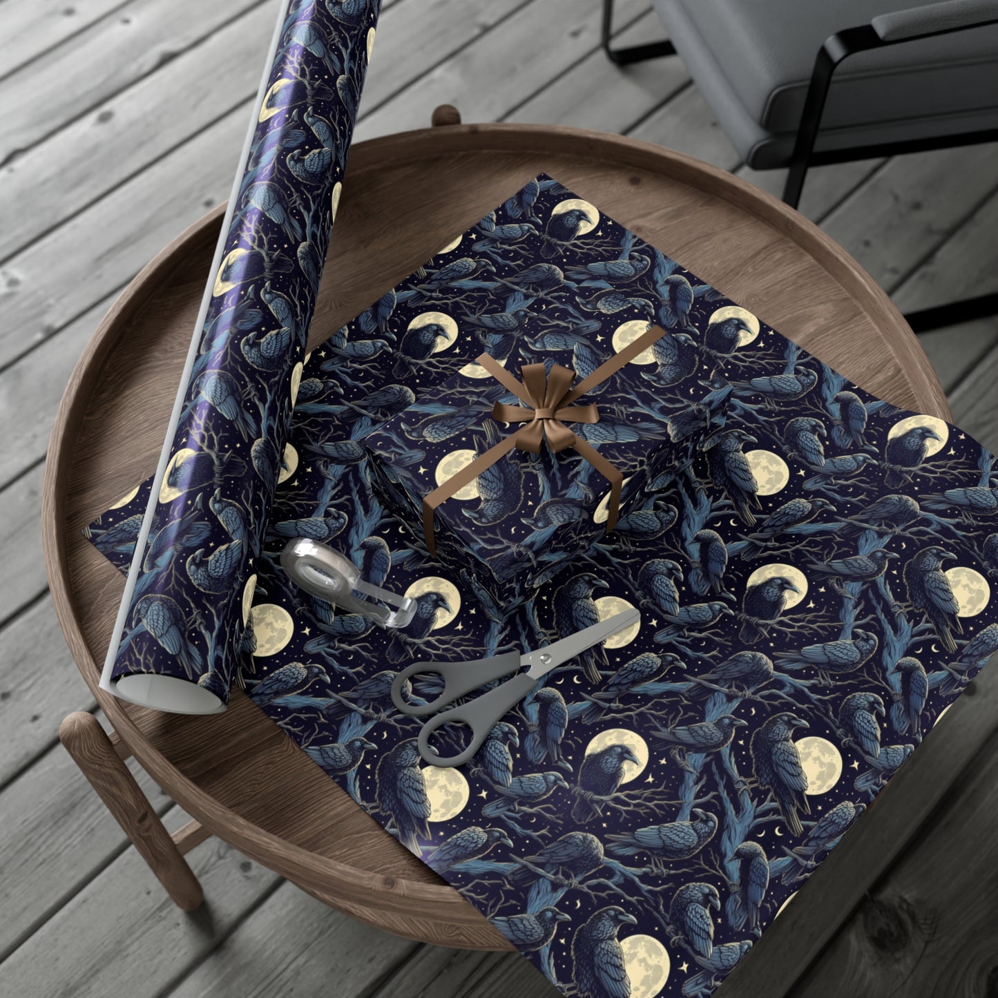 Raven Moon Gift Wrap Papers, Birds of Valhalla, Home Decor, Printify