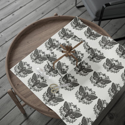 Gothic Death Moth Alt Wrapping Paper, Birds of Valhalla, Home Decor, Printify