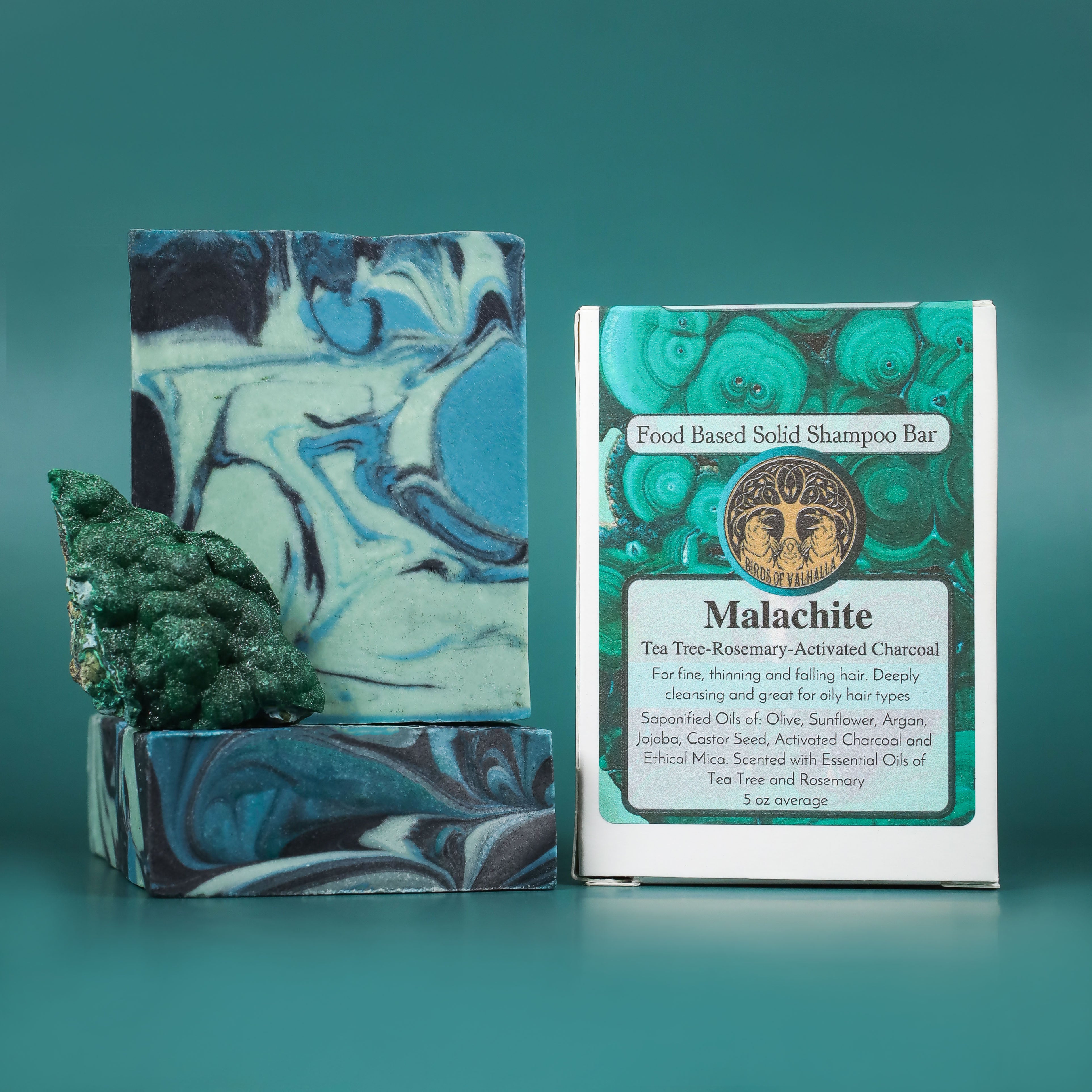 Malachite Bar - Tea Tree & Rosemary Coconut Free Solid Shampoo Bar