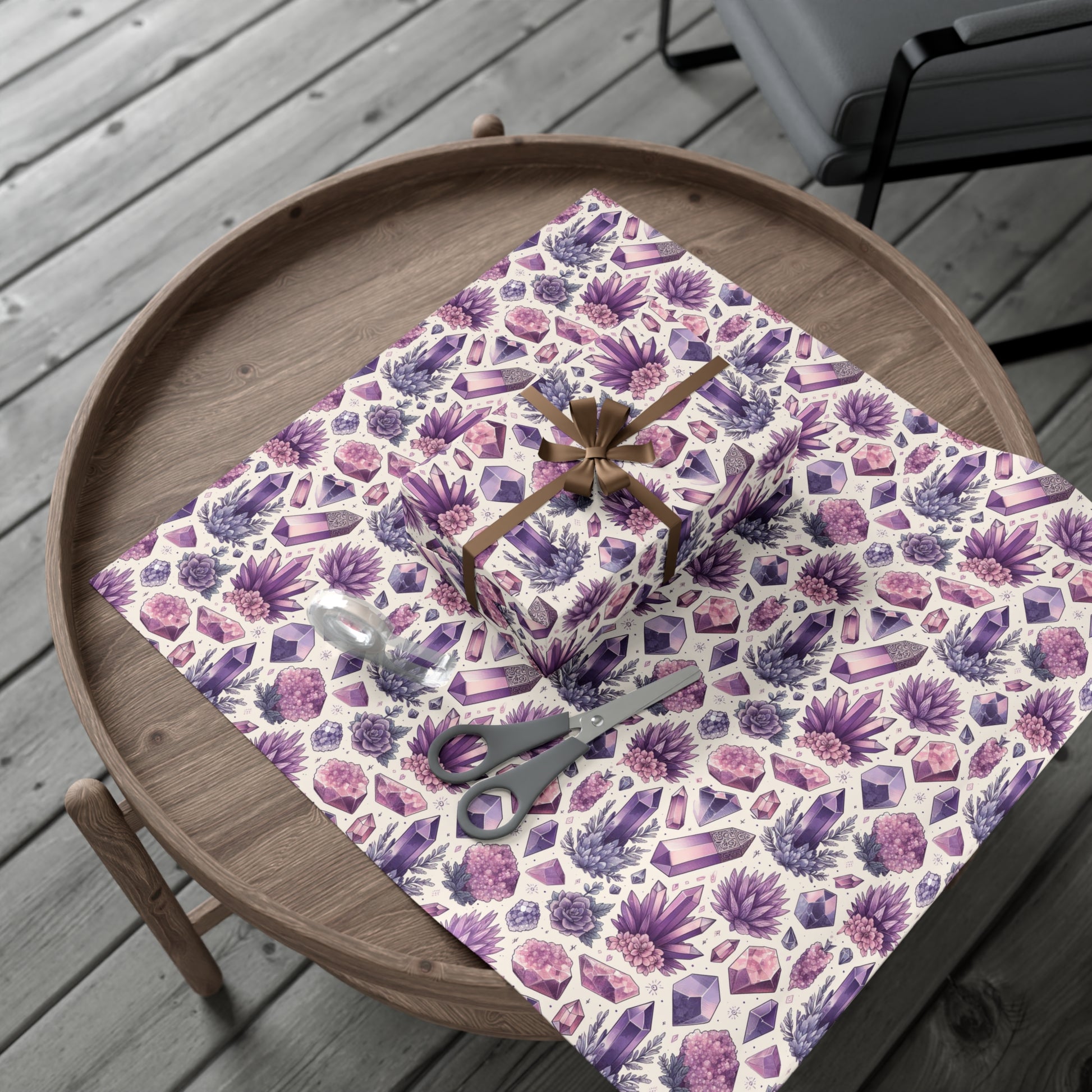 Amethyst Crystal Gift Wrap Papers, Birds of Valhalla, Home Decor, Printify