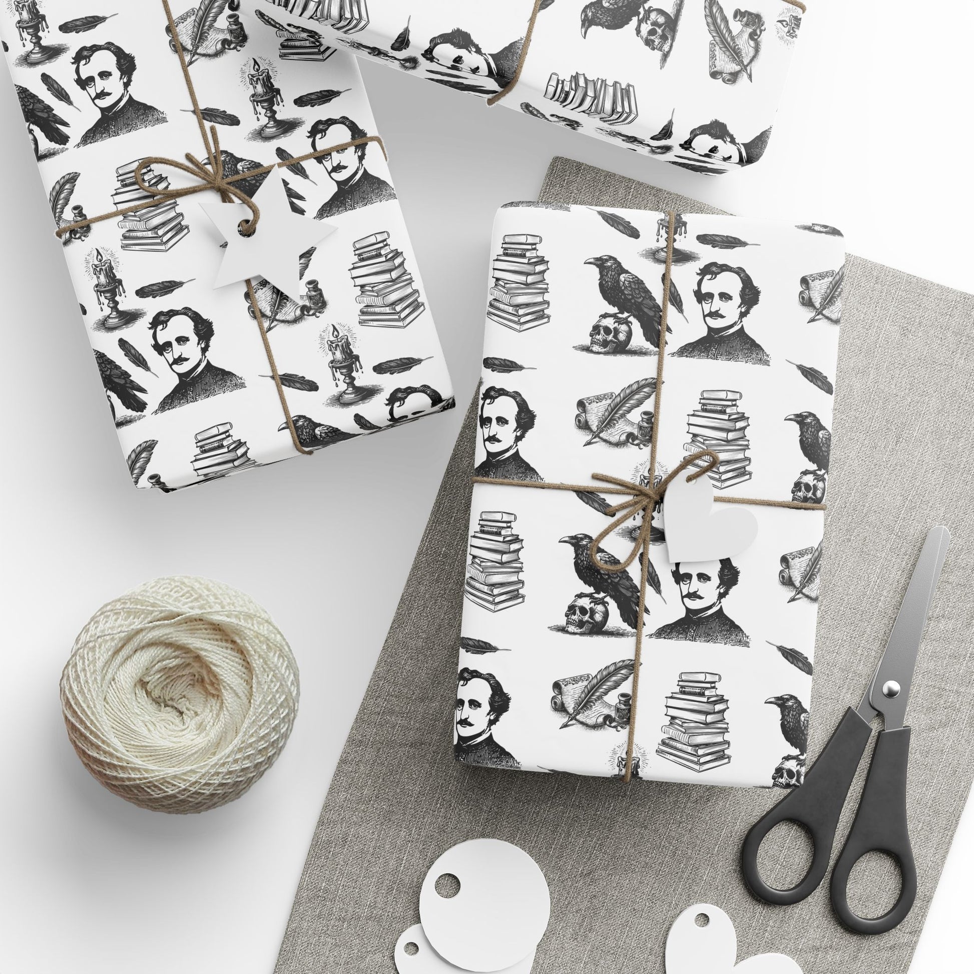 Edgar Allen Poe Pourri Alternative Gothic Wrapping Paper, Birds of Valhalla, Home Decor, Printify