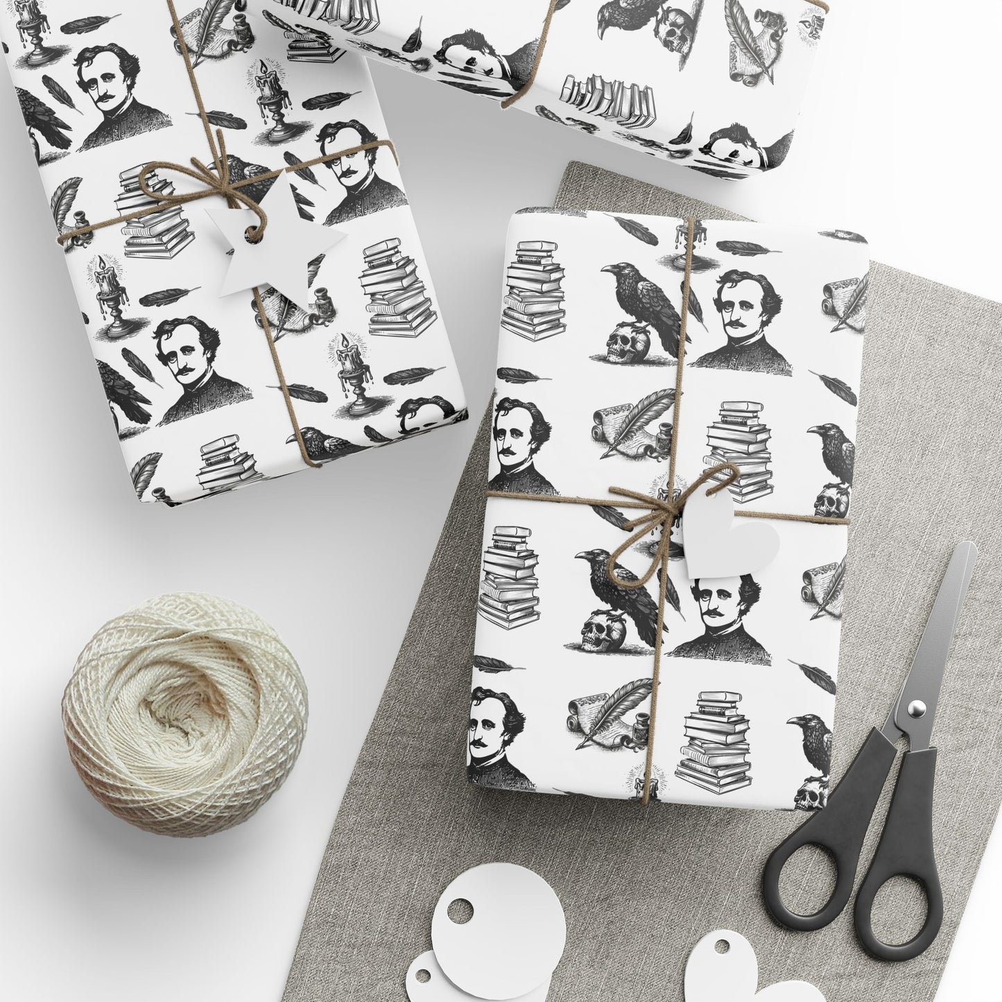 Edgar Allen Poe Pourri Alternative Gothic Wrapping Paper, Birds of Valhalla, Home Decor, Printify