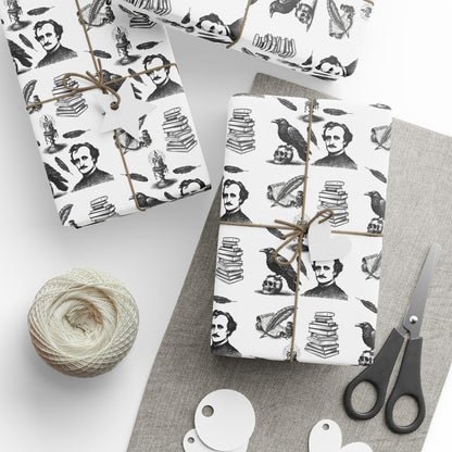 Edgar Allen Poe Pourri Alternative Gothic Wrapping Paper, Birds of Valhalla, Home Decor, Printify