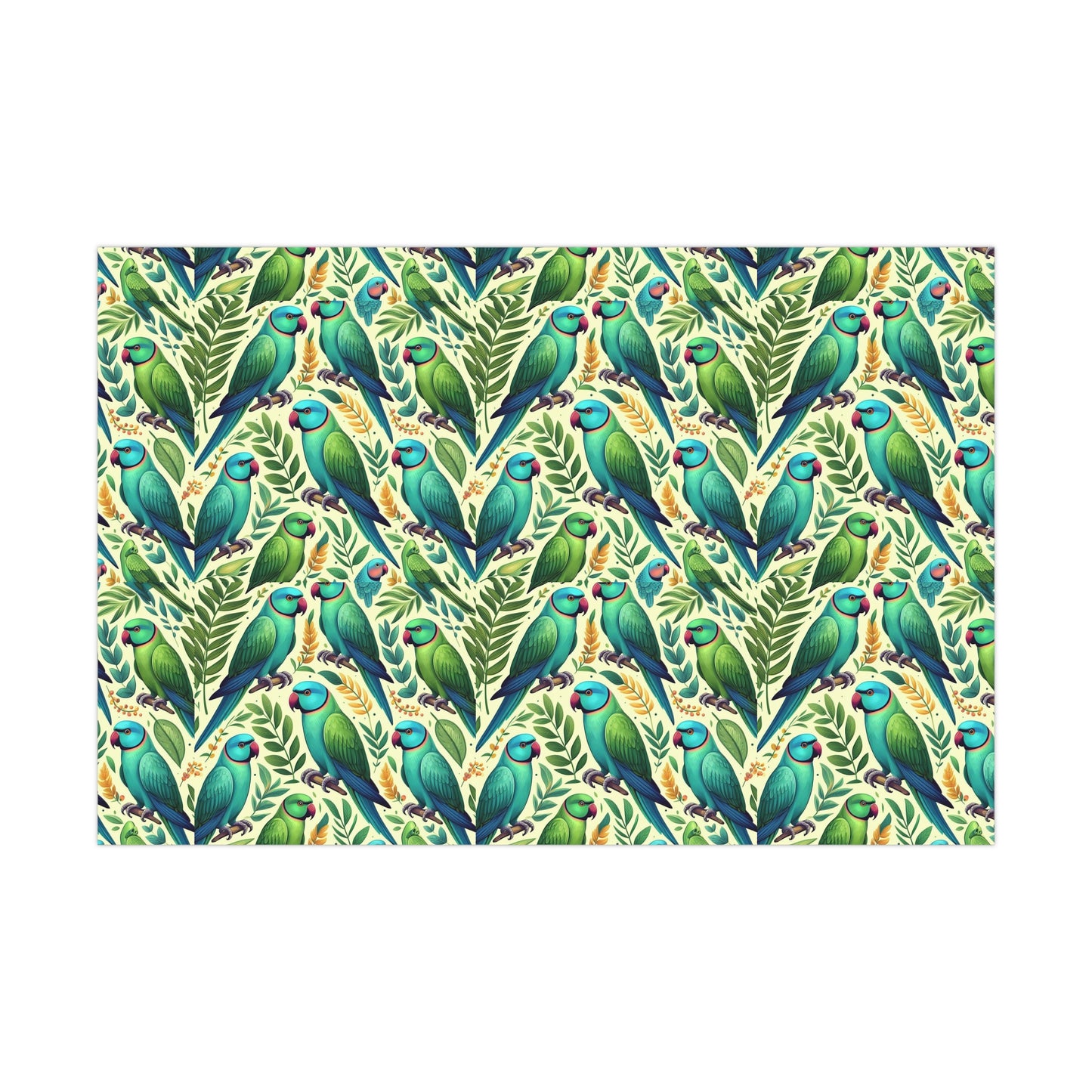Indian Ringneck Parrots Gift Wrap Papers, Scrapbooking, Birds of Valhalla, Home Decor, Printify