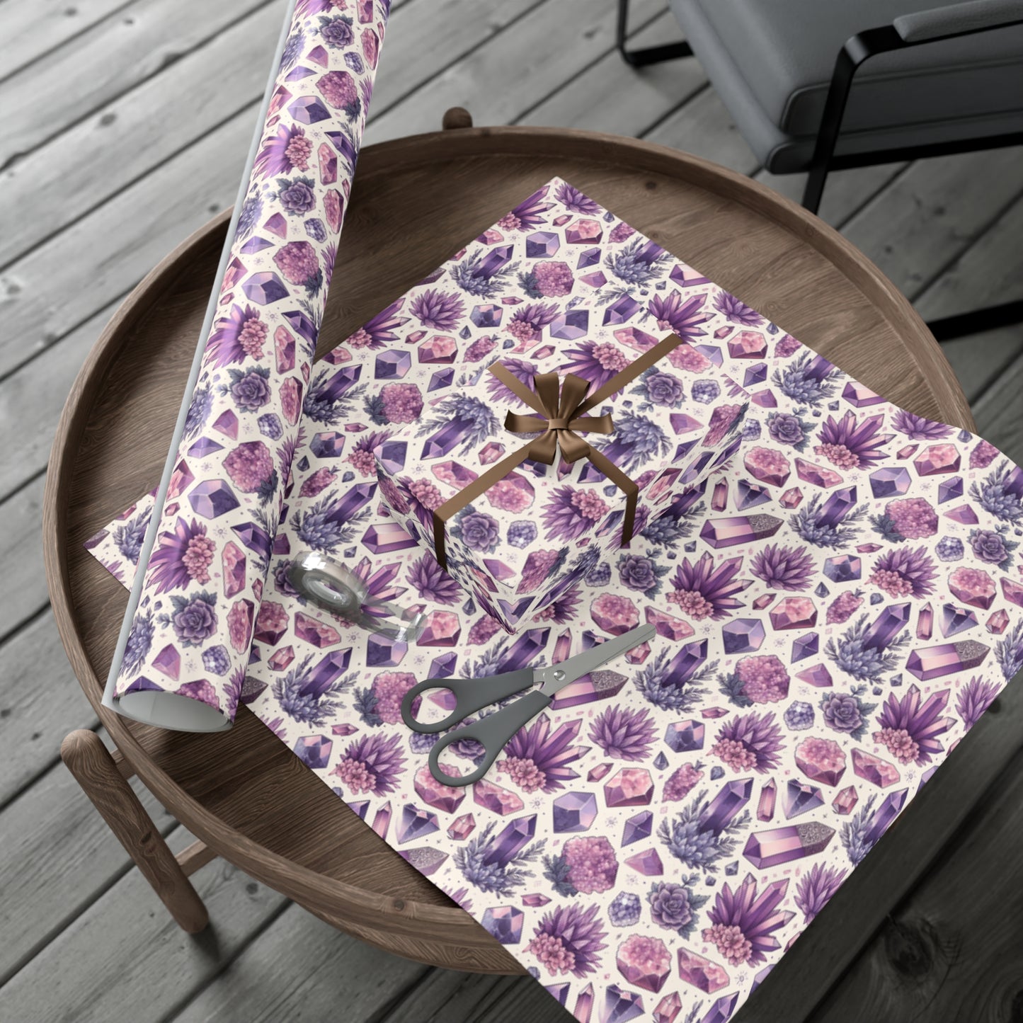 Amethyst Crystal Gift Wrap Papers, Birds of Valhalla, Home Decor, Printify
