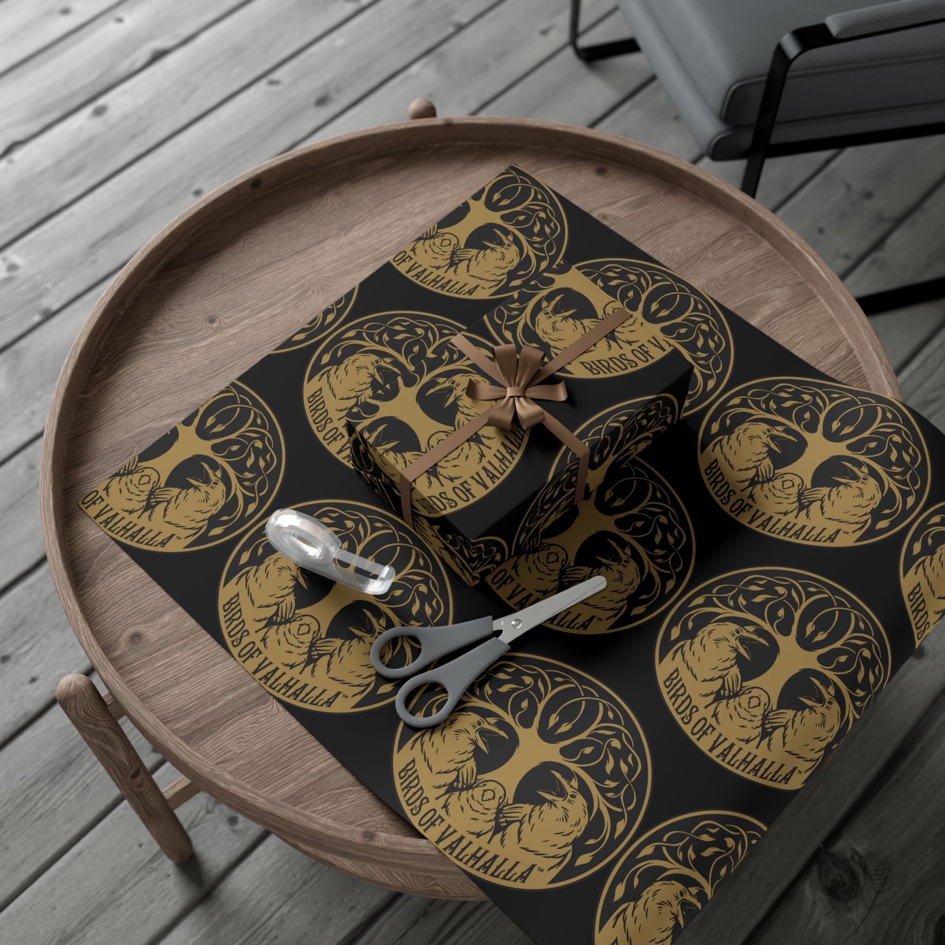Birds of Valhalla Gift Wrapping Paper, Artist Drawn, Birds of Valhalla, Home Decor, Printify