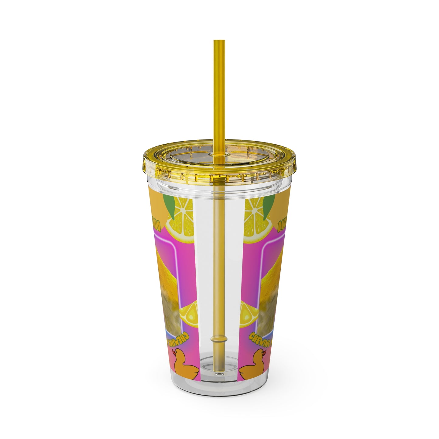 Baconbros Ducky the Menace Sunsplash Tumbler with Straw, 16oz, Birds of Valhalla, Mug, Printify