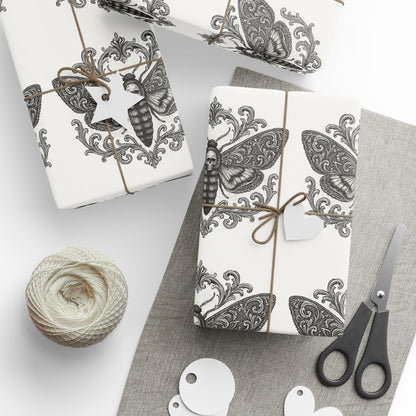 Gothic Death Moth Alt Wrapping Paper, Birds of Valhalla, Home Decor, Printify