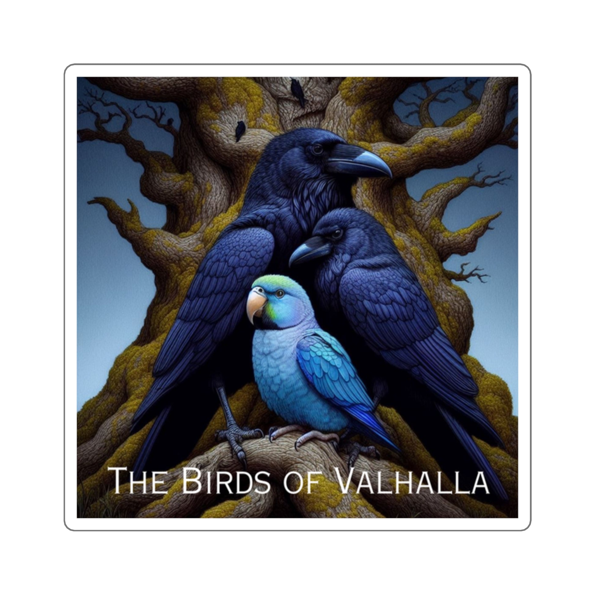 The Birds of Valhalla Square Stickers, Birds of Valhalla, Paper products, Printify