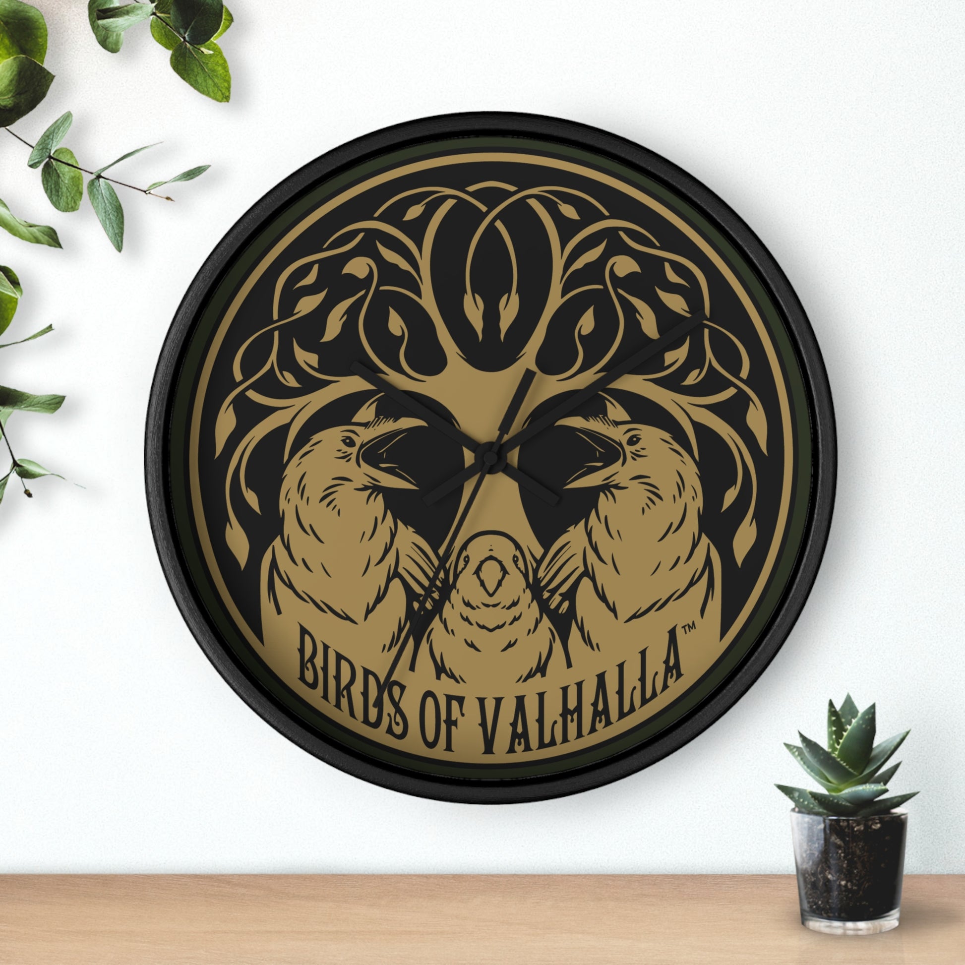 Birds of Valhalla Wall Clock, Birds of Valhalla, Home Decor, Printify