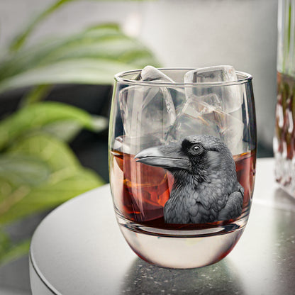 The Raven Whiskey Glass, Birds of Valhalla, Mug, Printify