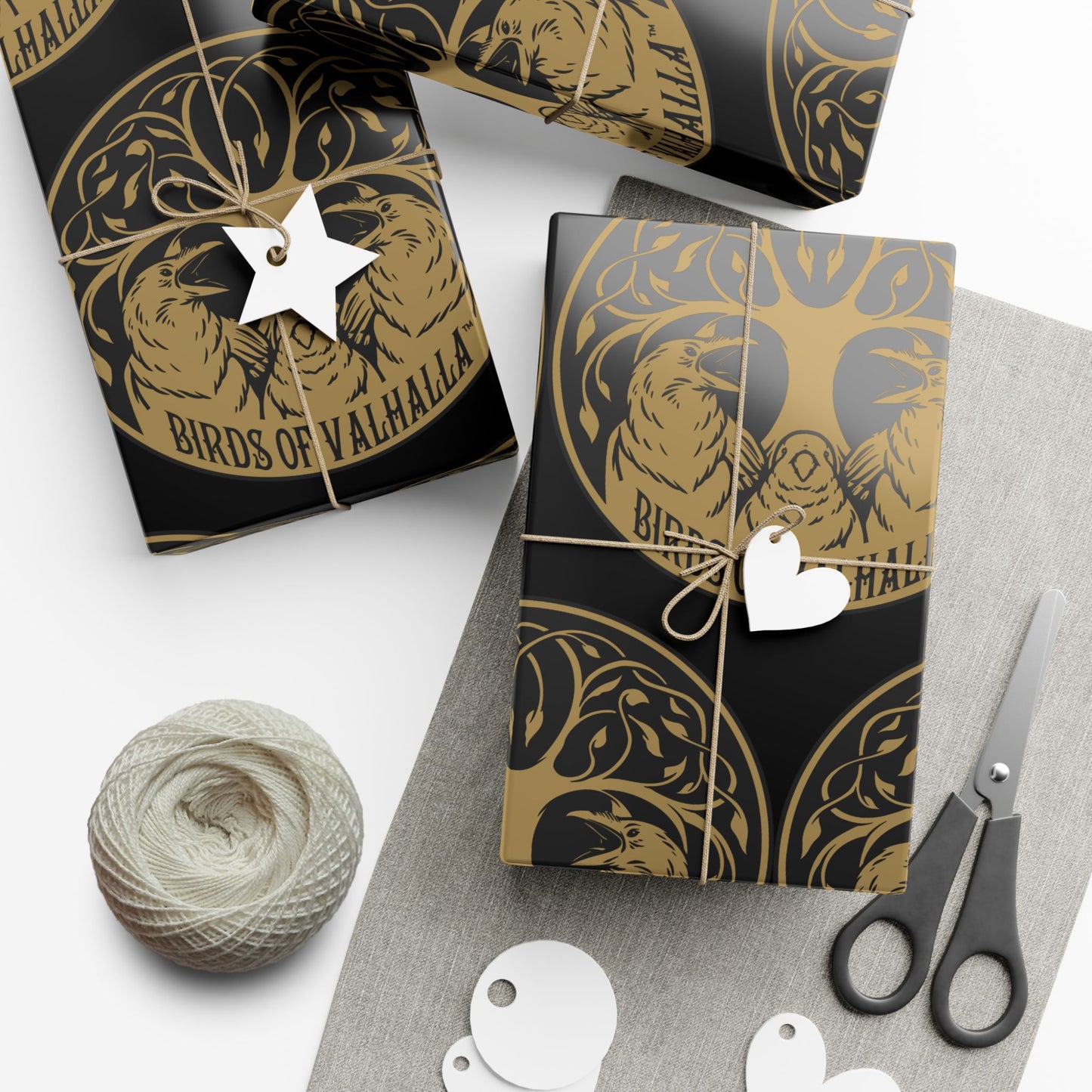Birds of Valhalla Gift Wrapping Paper, Artist Drawn, Birds of Valhalla, Home Decor, Printify
