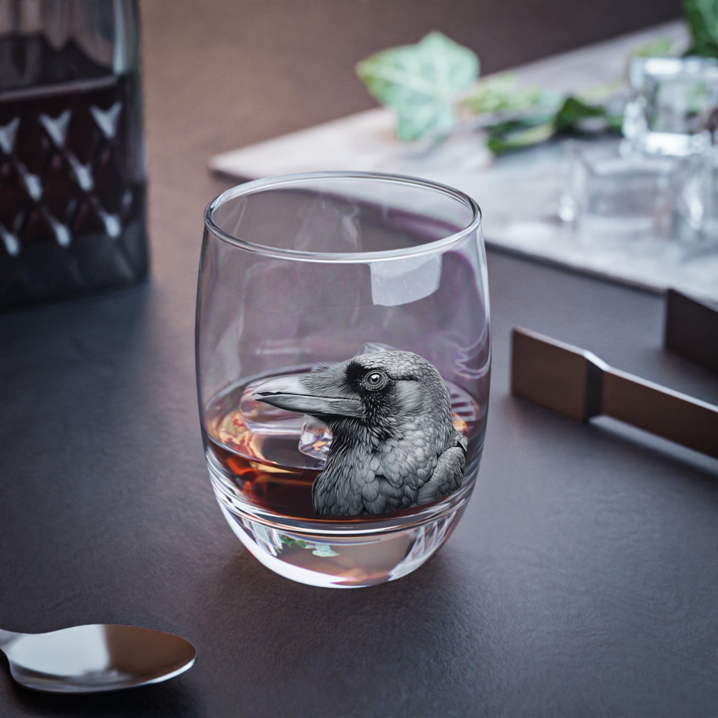 The Raven Whiskey Glass, Birds of Valhalla, Mug, Printify