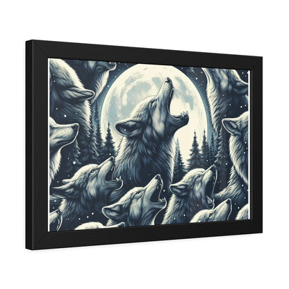 Howling Wolves Fenrir the Great Framed Paper Posters, Birds of Valhalla, Poster, Printify