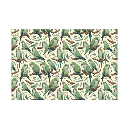 Green Quaker Parrot Gift Wrap Papers, Birds of Valhalla, Home Decor, Printify