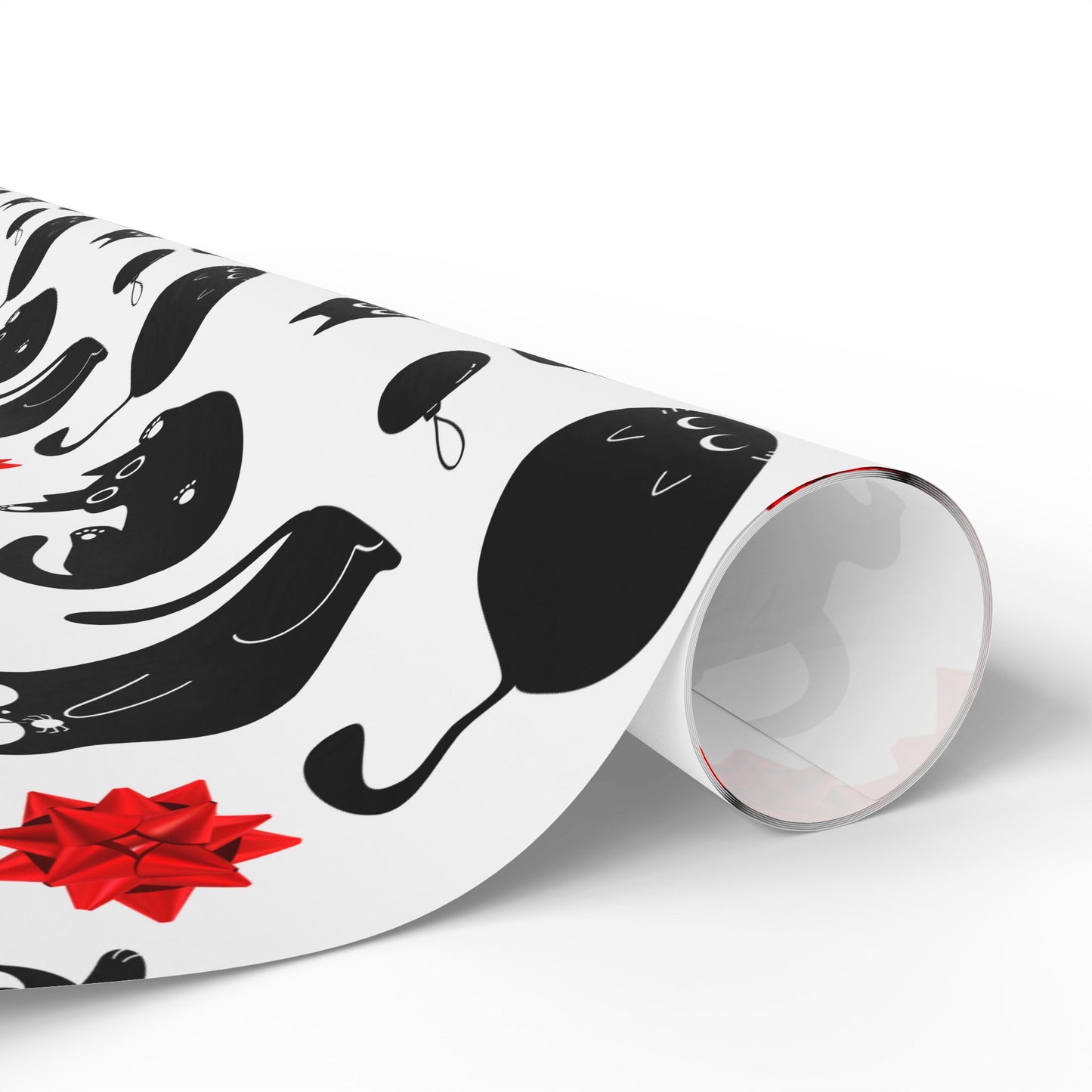 Black Void Kitty Wrapping Paper, Birds of Valhalla, Home Decor, Printify