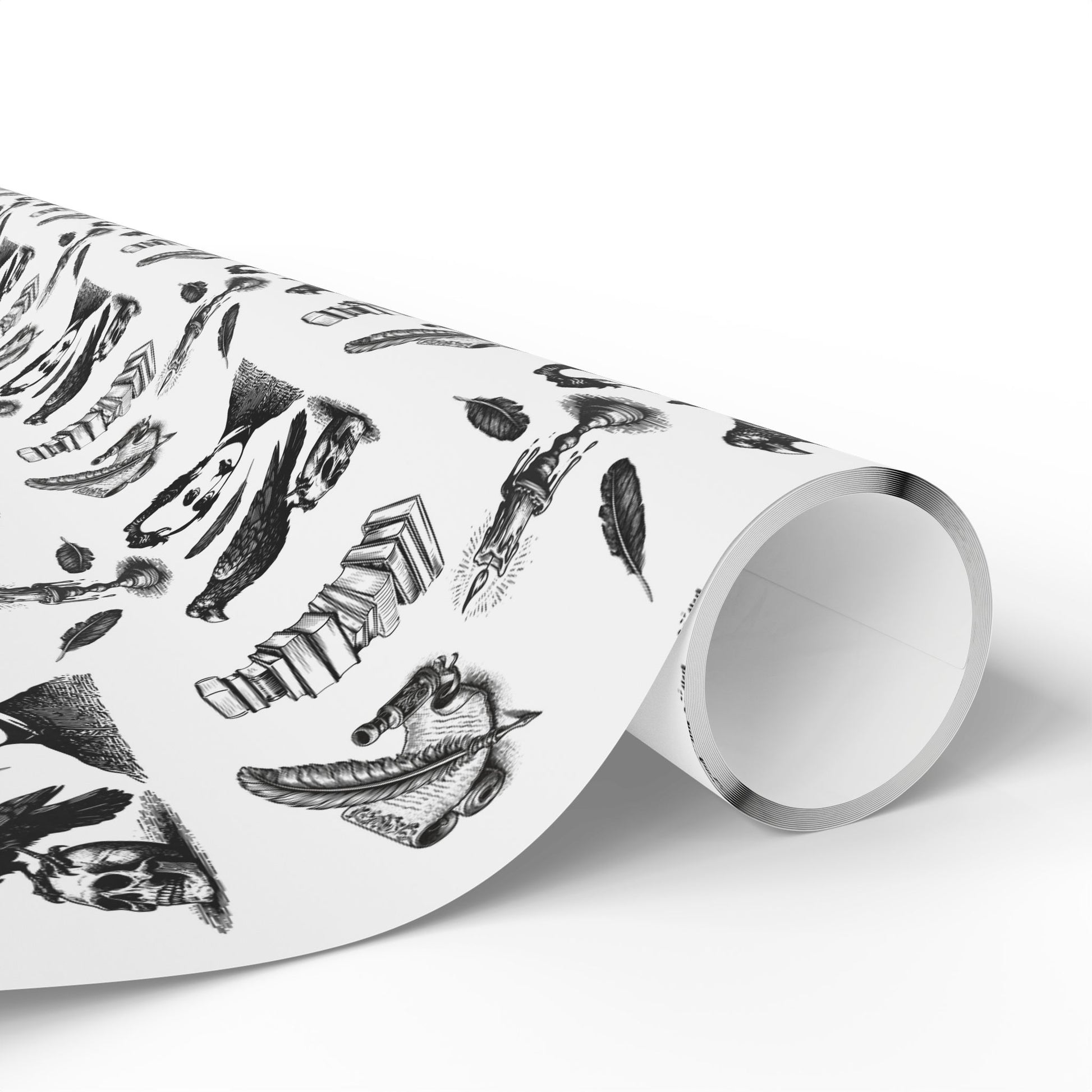 Edgar Allen Poe Pourri Alternative Gothic Wrapping Paper, Birds of Valhalla, Home Decor, Printify