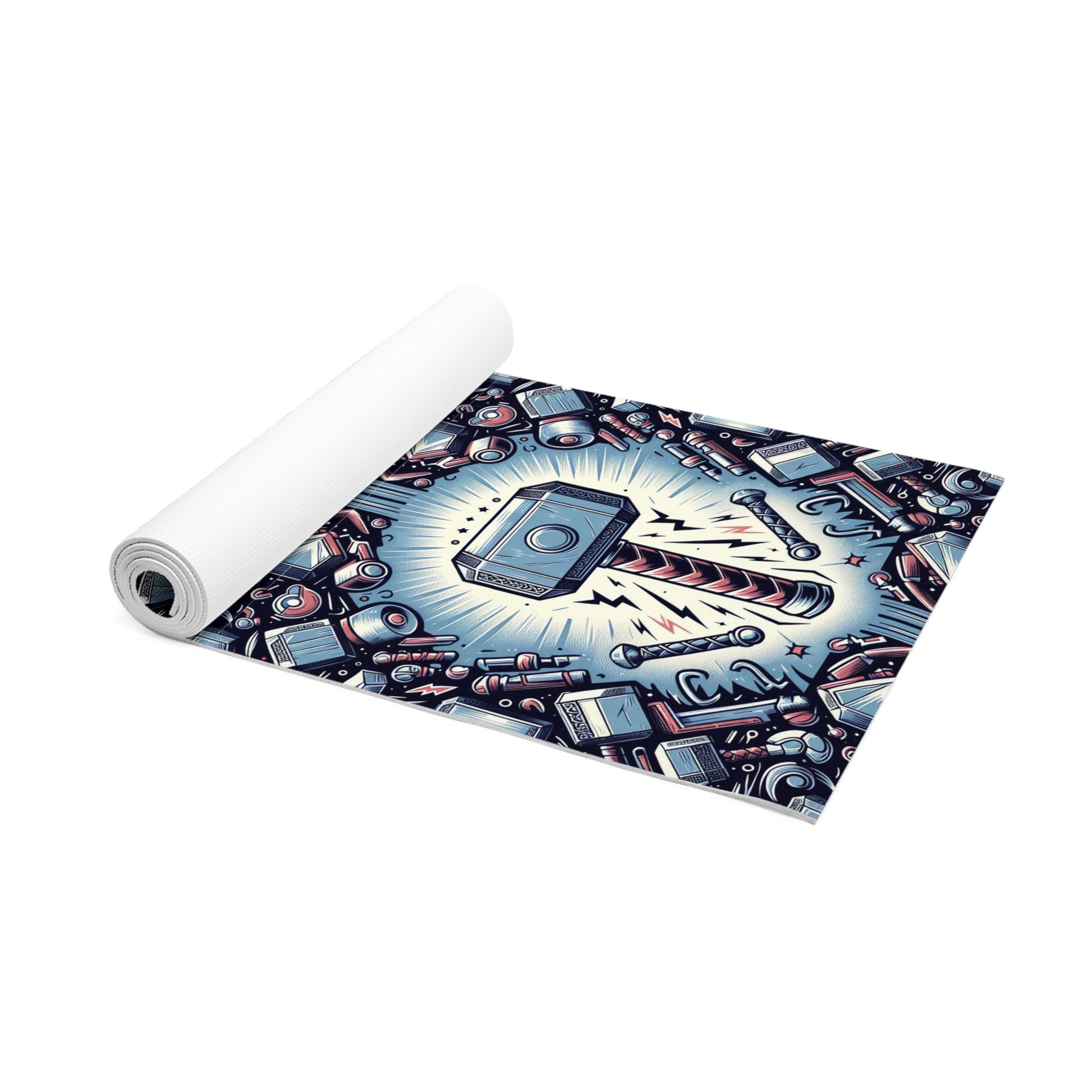 Thor's Hammer Mjolnir Men's Foam Yoga Mat, Birds of Valhalla, Home Decor, Printify