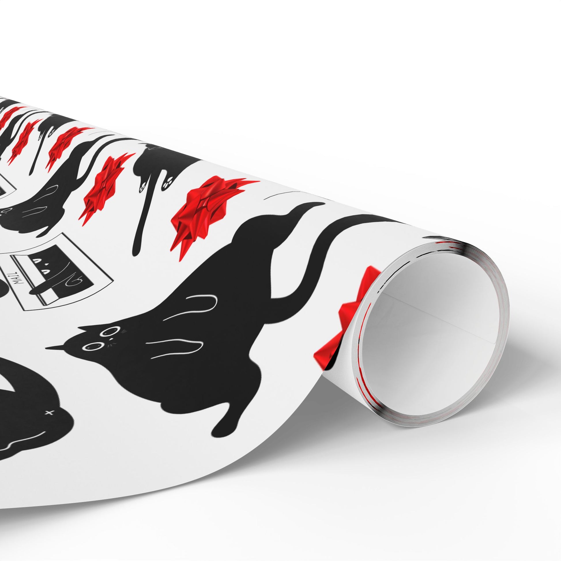 Black Void Kitty Wrapping Paper, Birds of Valhalla, Home Decor, Printify