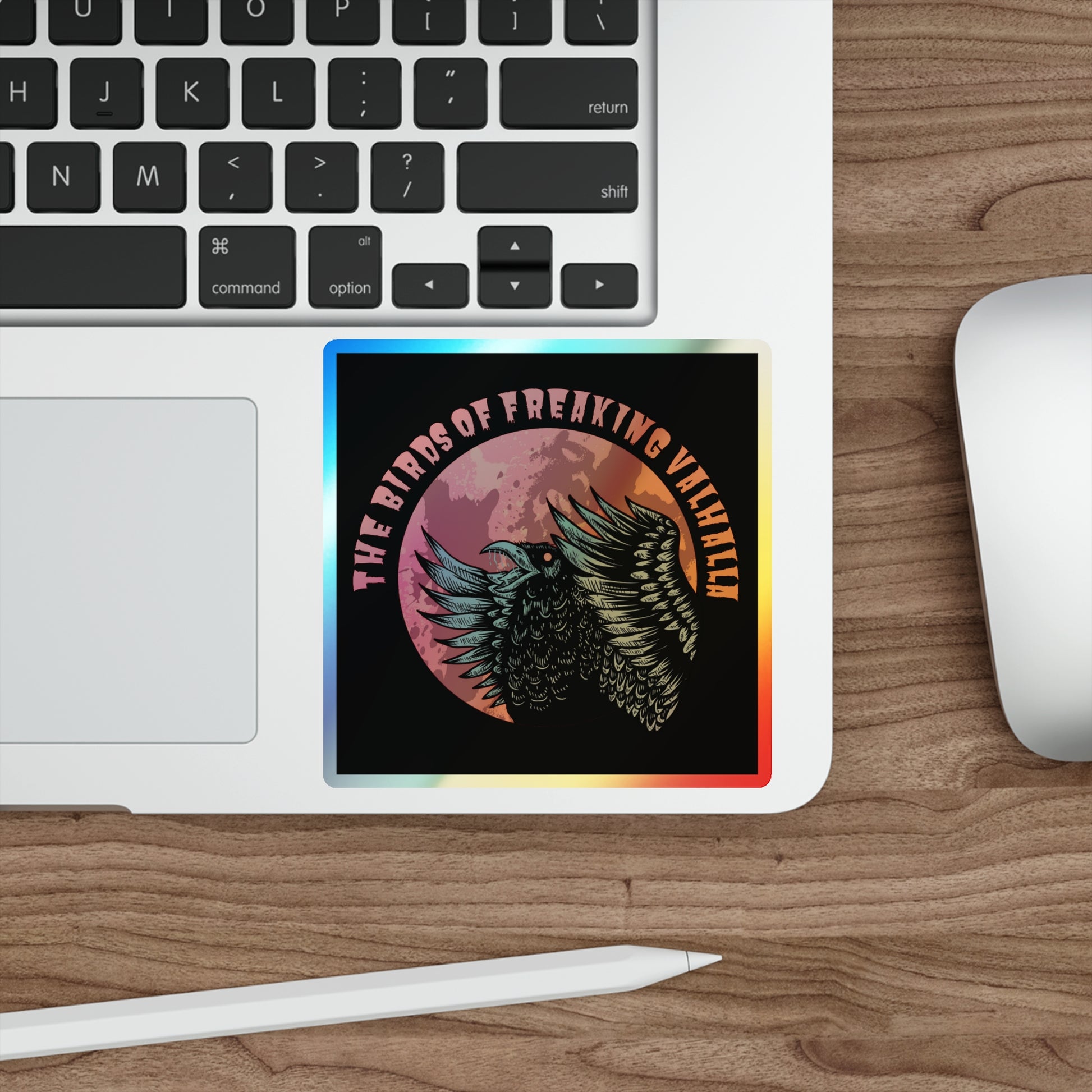 The Birds of Freaking Valhalla Holographic Die-cut Stickers, Birds of Valhalla, Paper products, Printify