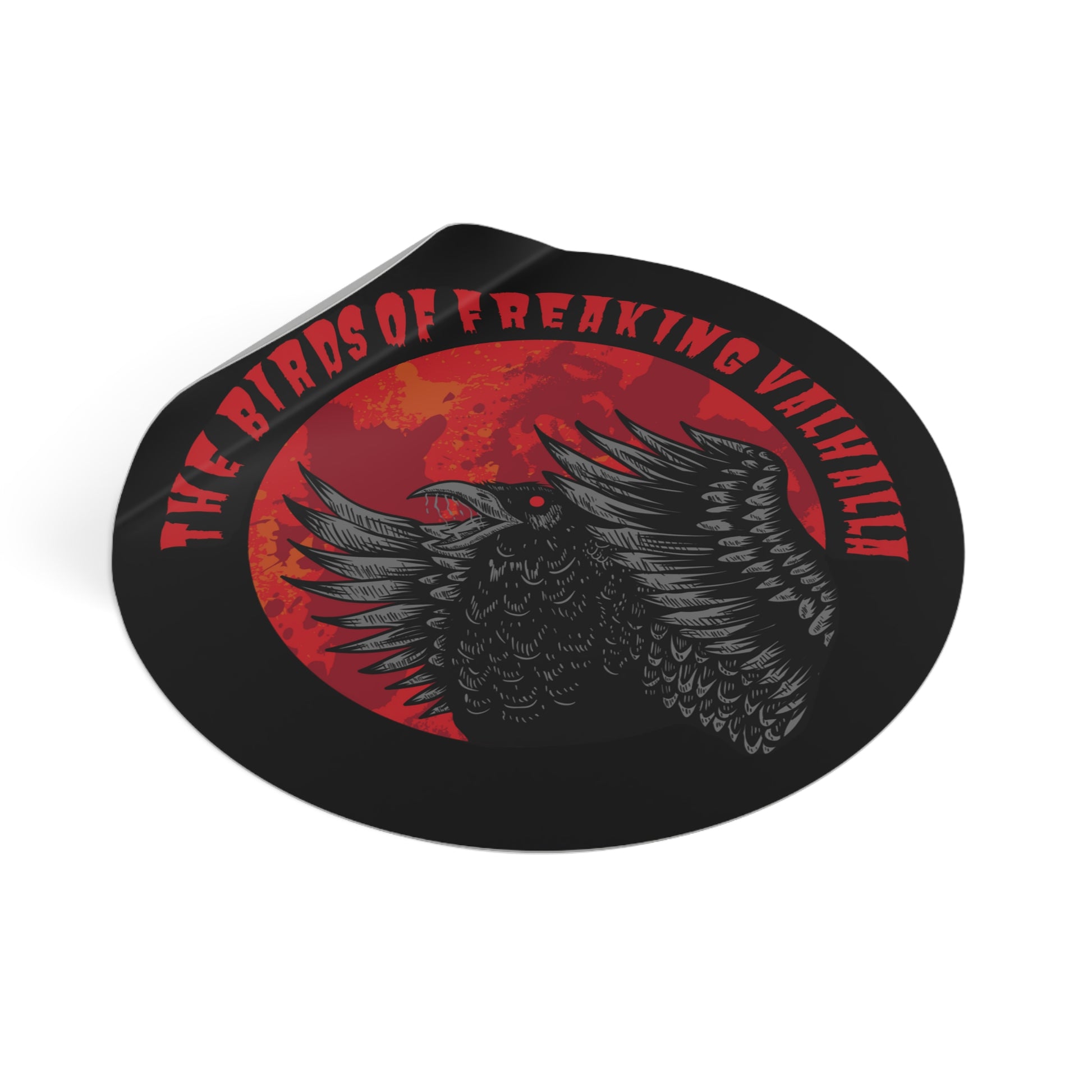 Birds of Freaking Valhalla Round Vinyl Stickers, Birds of Valhalla, Paper products, Printify