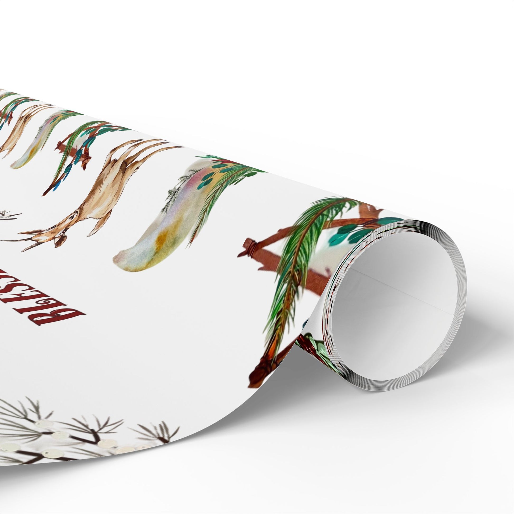 Yule Goat Alternative Pagan Wrapping Paper, Birds of Valhalla, Home Decor, Printify