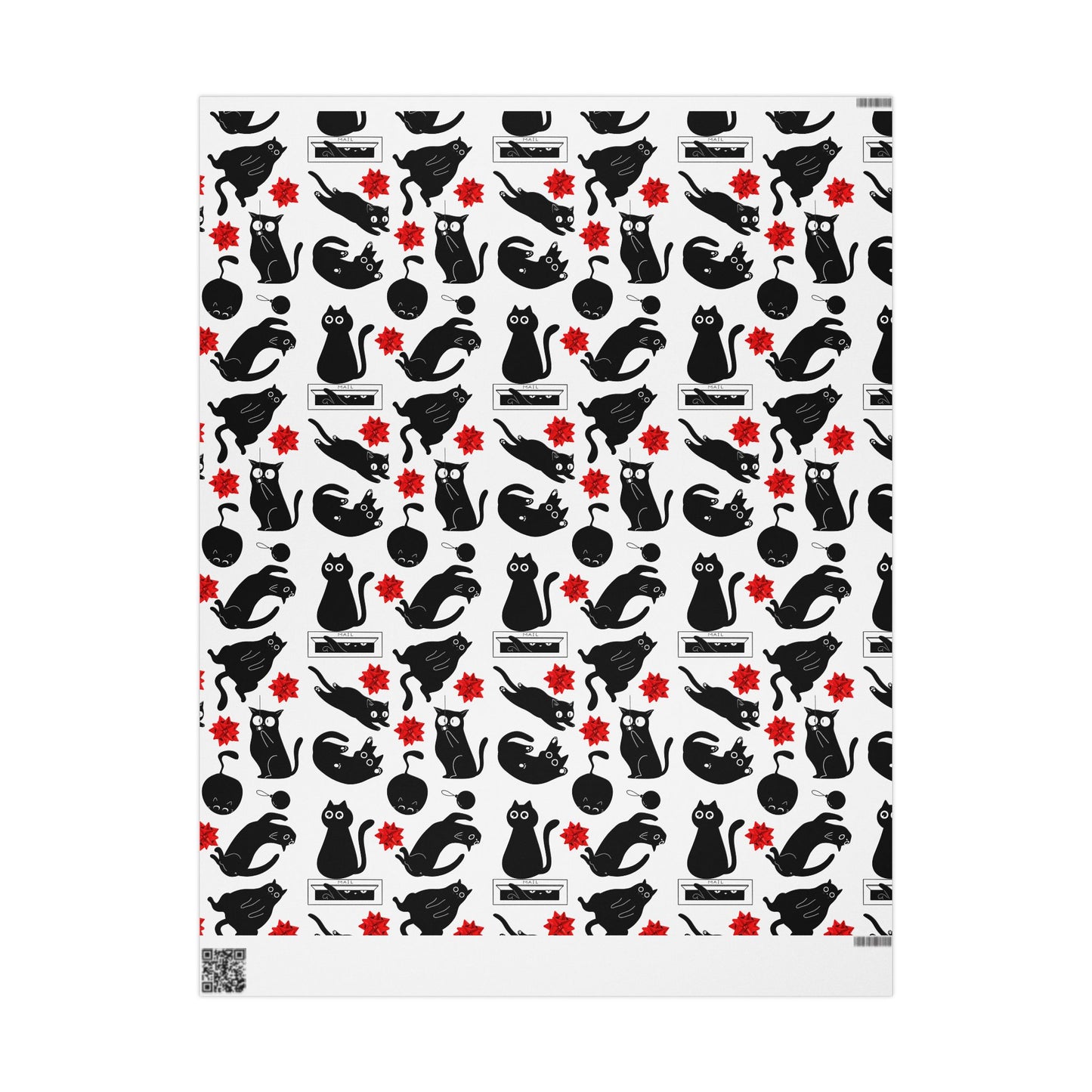 Black Void Kitty Wrapping Paper, Birds of Valhalla, Home Decor, Printify