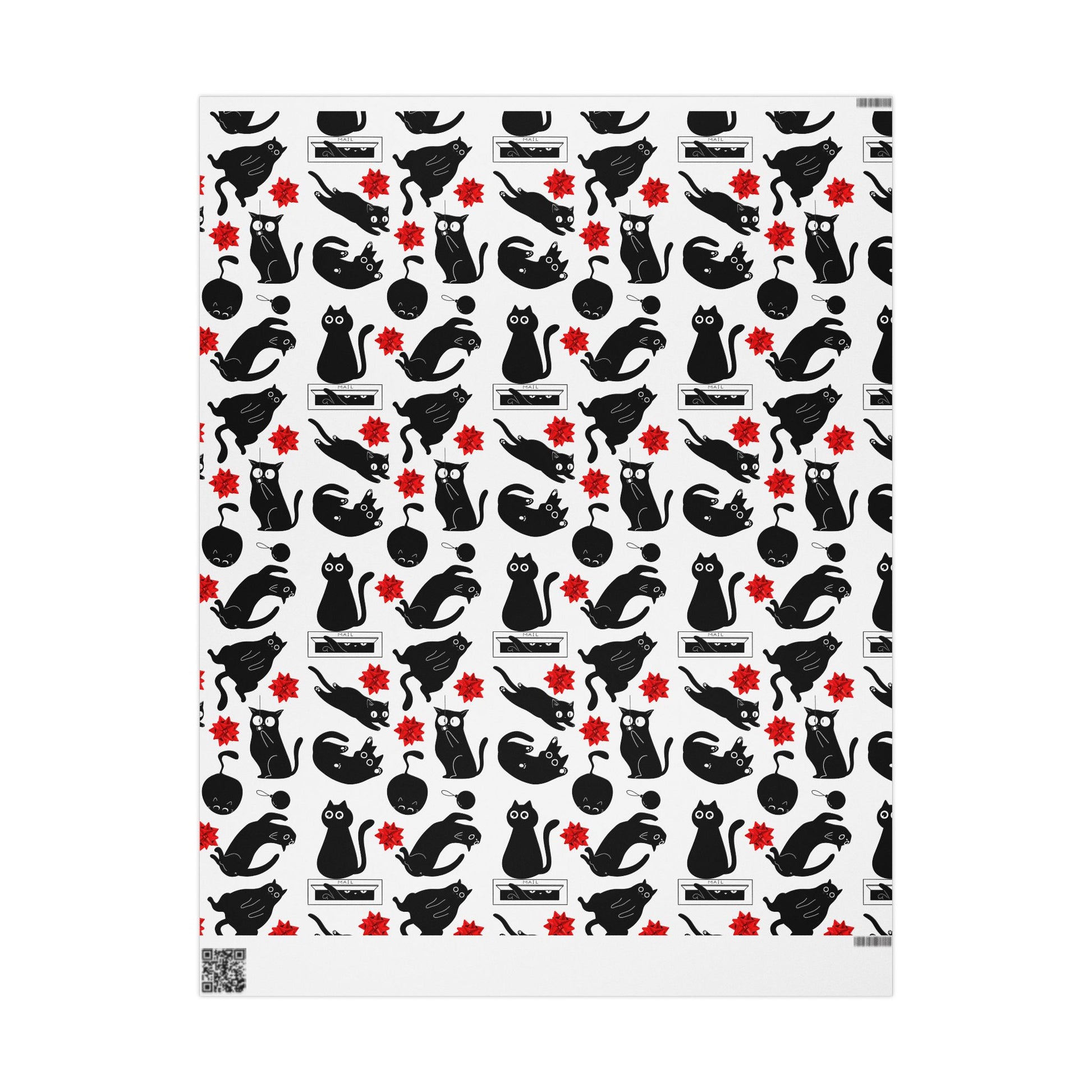 Black Void Kitty Wrapping Paper, Birds of Valhalla, Home Decor, Printify