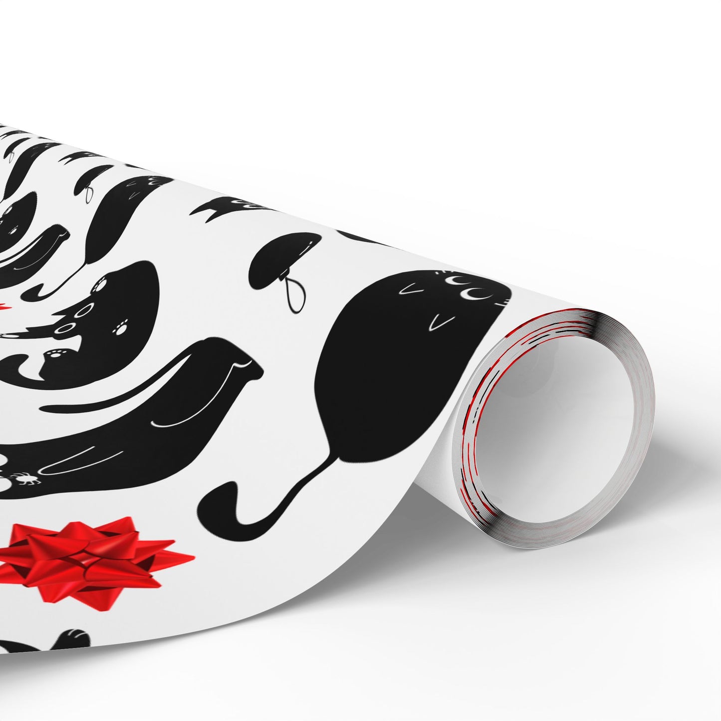 Black Void Kitty Wrapping Paper, Birds of Valhalla, Home Decor, Printify