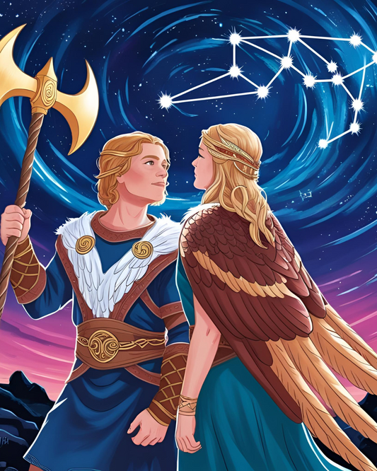 PRE-ORDER Norsestrology :  Gemini-Freyr & Freja Soap with Opaline Runestone, Birds of Valhalla, Astrology Soap, Birds of Valhalla