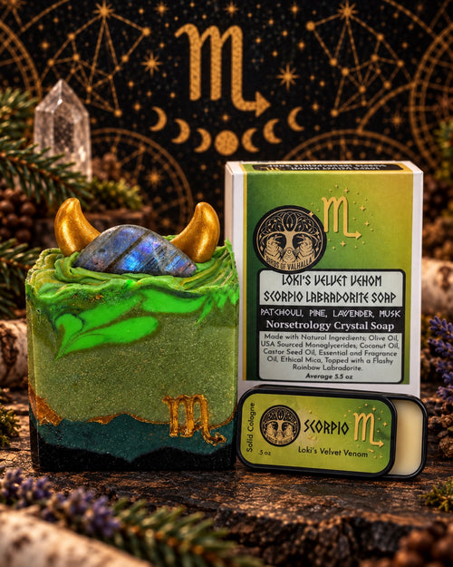 Loki’s Velvet Venom Scorpio Labradorite Soap & Solid Cologne Set