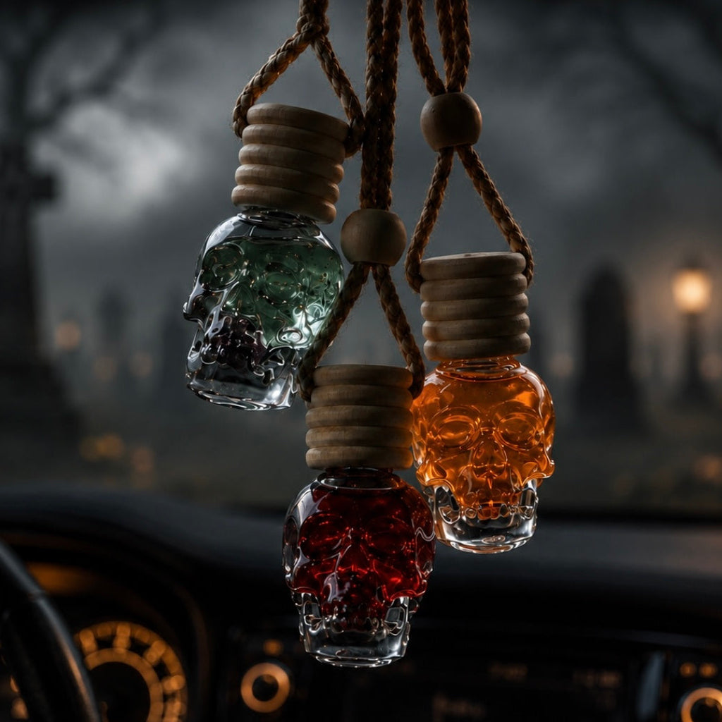 Glass Skull Car Air Freshener Diffusers, Birds of Valhalla, Vehicle Air Fresheners, Birds of Valhalla
