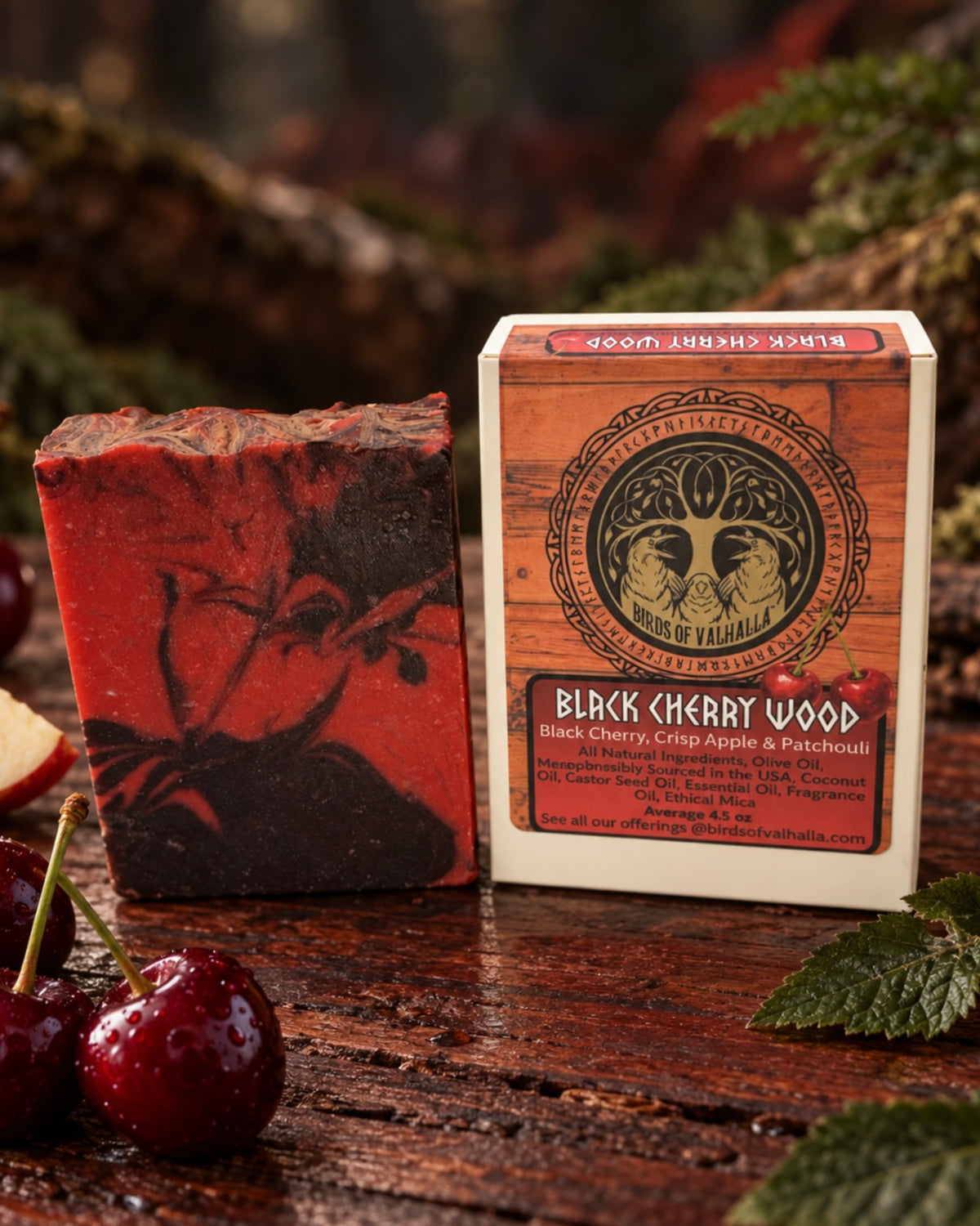 Black Cherry Wood & Apple Natural Soap, Birds of Valhalla, , Birds of Valhalla