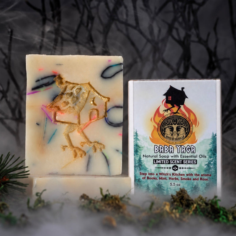 Baba Yaga - Spearmint, Basil, Rosemary, Peppermint, Old Books, Devil's Door (Patchouli, Black Pepper, and Vanilla), and Rose Soap, Birds of Valhalla, Limited, Birds of Valhalla