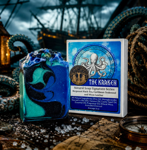The Kraken - Bergamot, Suede, & Sea Signature Soap, Birds of Valhalla, Signature Soap, Birds of Valhalla