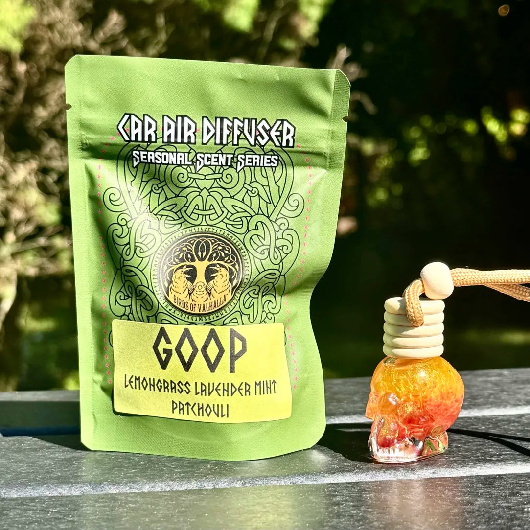 Seasonal Glass Skull Car Air Freshener Diffusers, Birds of Valhalla, , Birds of Valhalla