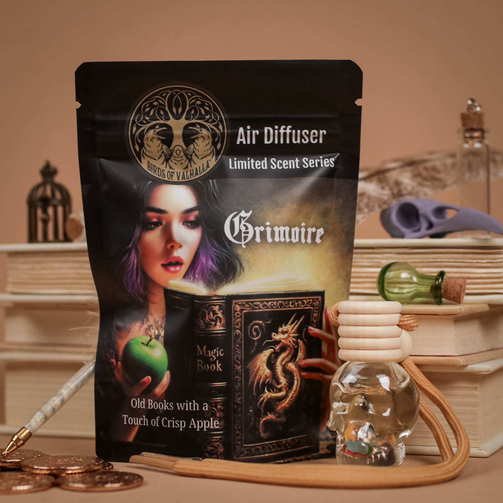 Seasonal/Limited Glass Skull Car Air Freshener Diffusers ✨, Birds of Valhalla, , Birds of Valhalla