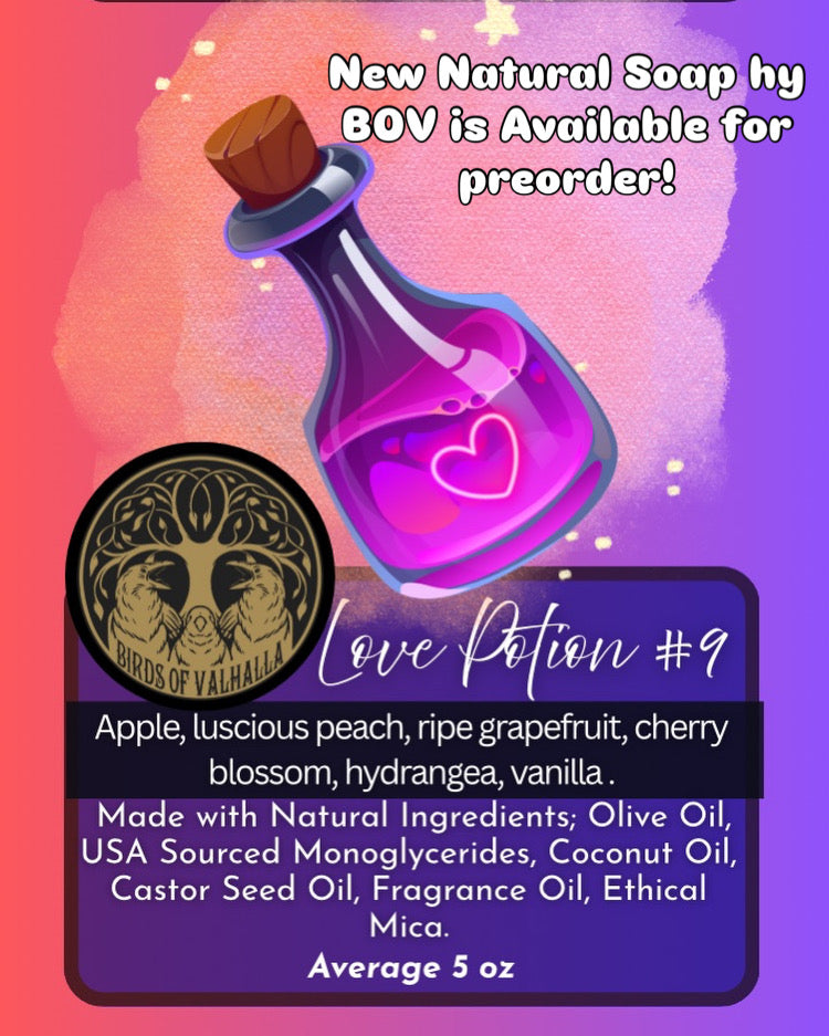 #9 Love Potion Secret Soap, Birds of Valhalla, secret soap, Birds of Valhalla