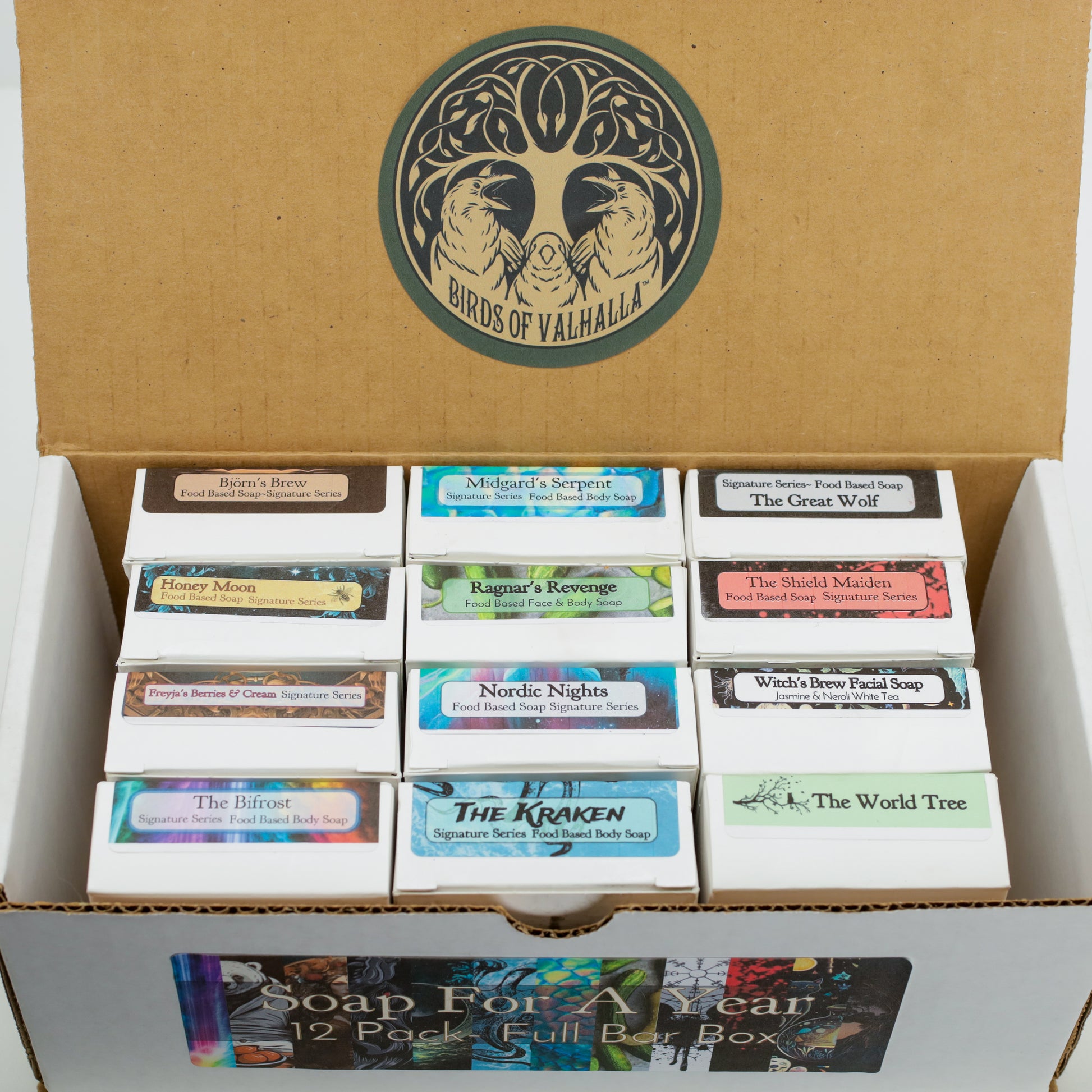 Soap For A Year - 8 or 12 Pack Full Bar Box, Birds of Valhalla, Variety Pack, Birds of Valhalla
