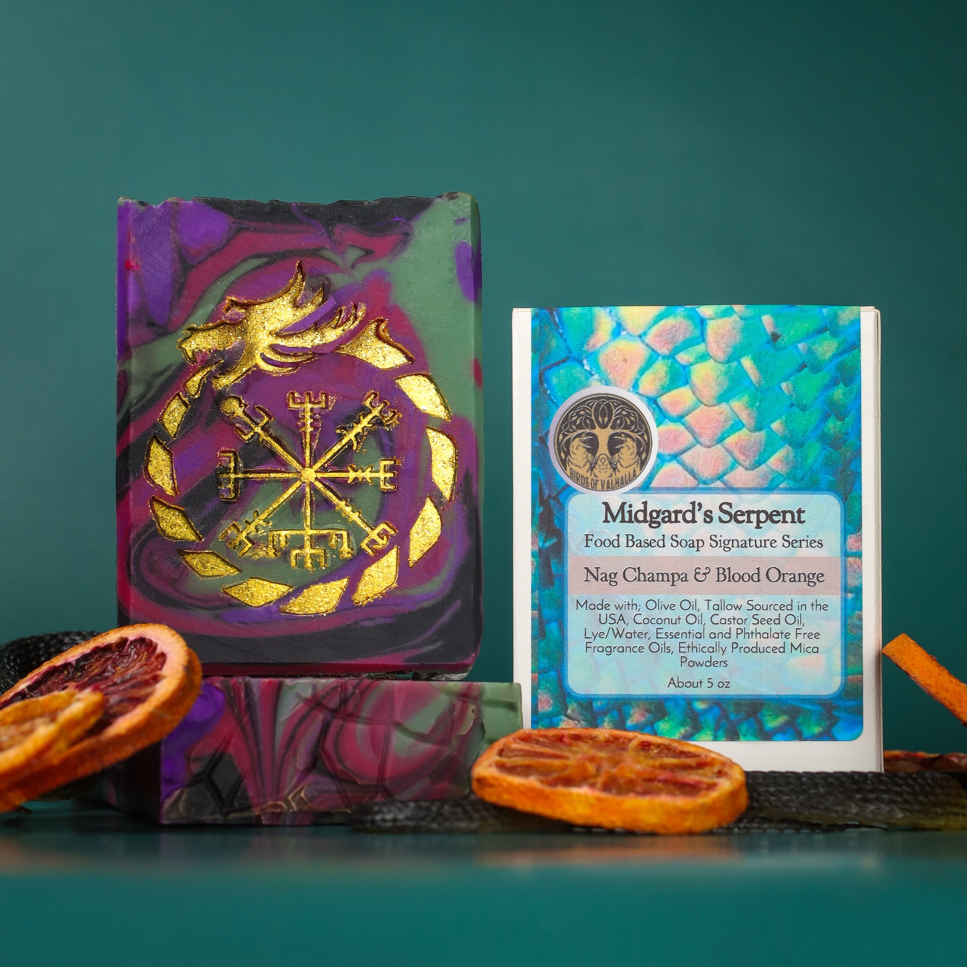 Midgard's Serpent - Nag Champa and Blood Orange Signature Soap, Birds of Valhalla, Signature Soap, Birds of Valhalla