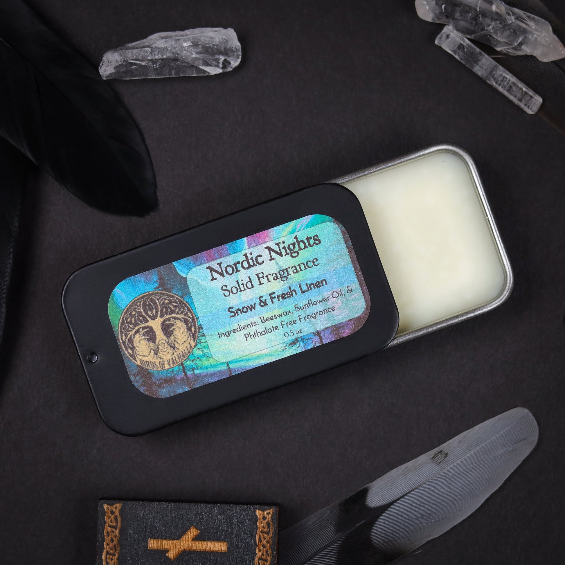 Solid Fragrance Cologne/Perfume Slider Tin, Birds of Valhalla, Body Product, Birds of Valhalla