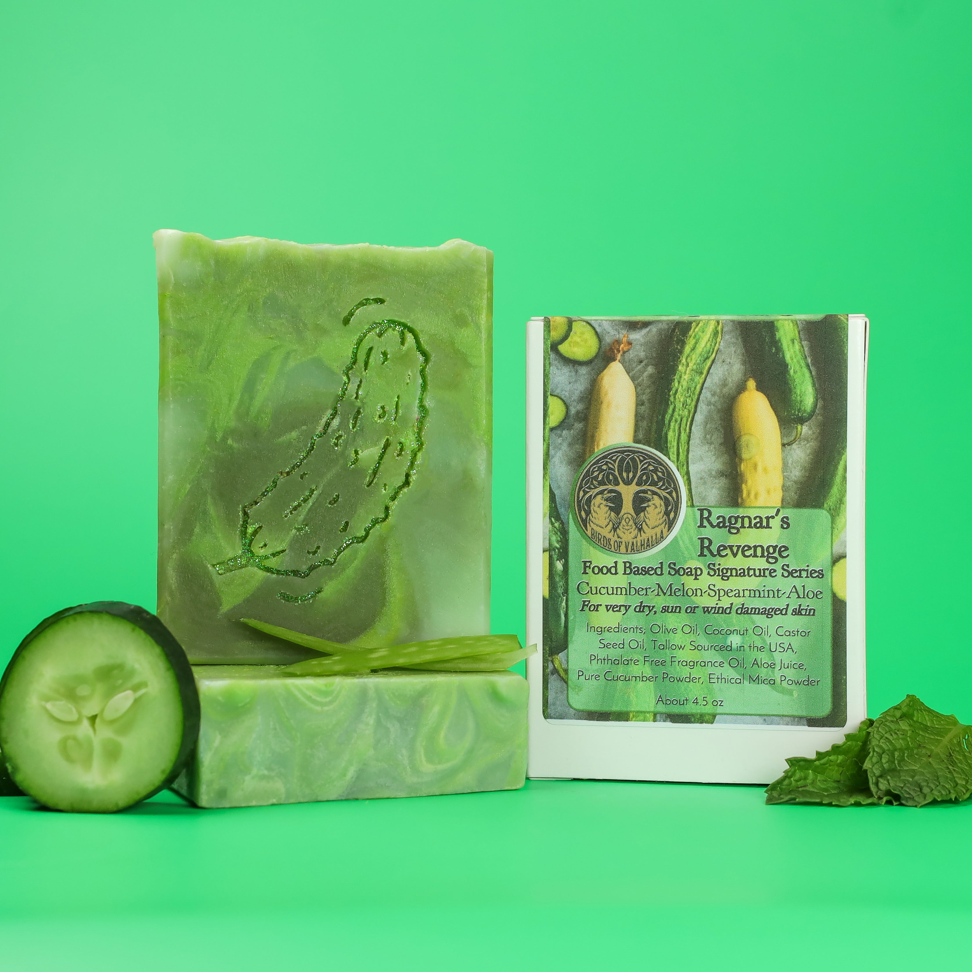 Ragnar's Revenge - Cucumber, Melon, Aloe, & Spearmint Signature Soap, Birds of Valhalla, Signature Soap, Birds of Valhalla