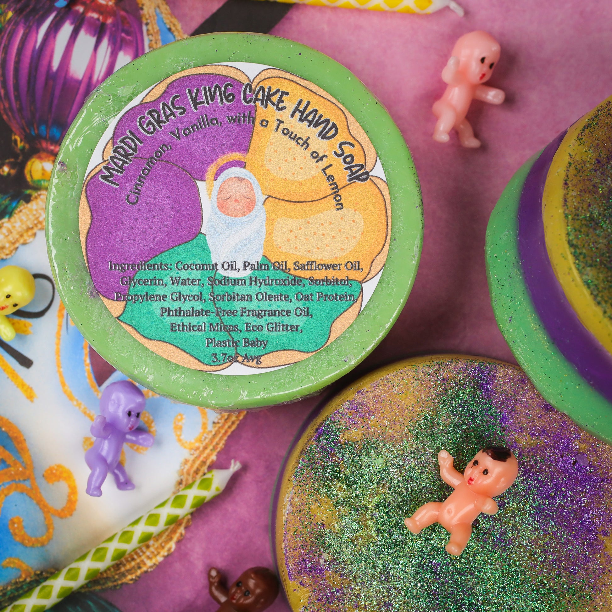 Mardi Gras King Cake Hand Soap, Birds of Valhalla, Bar Soap, Birds of Valhalla