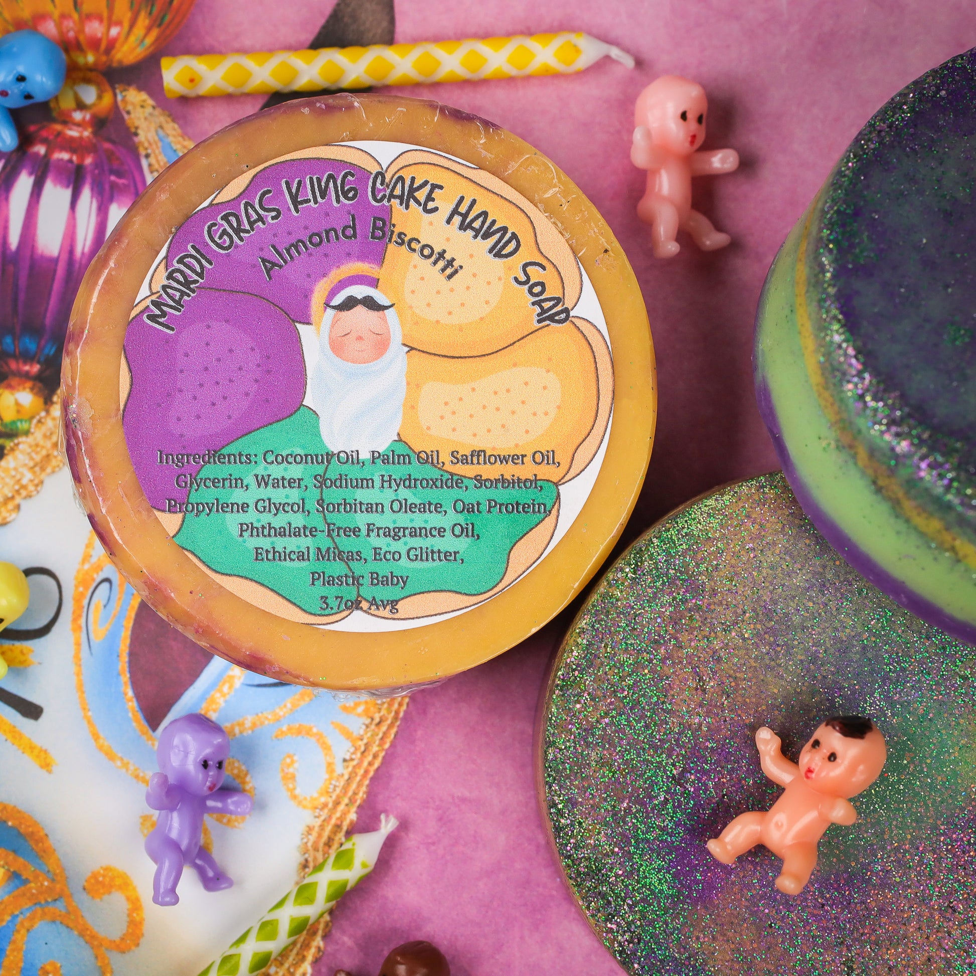 Mardi Gras King Cake Hand Soap, Birds of Valhalla, Bar Soap, Birds of Valhalla