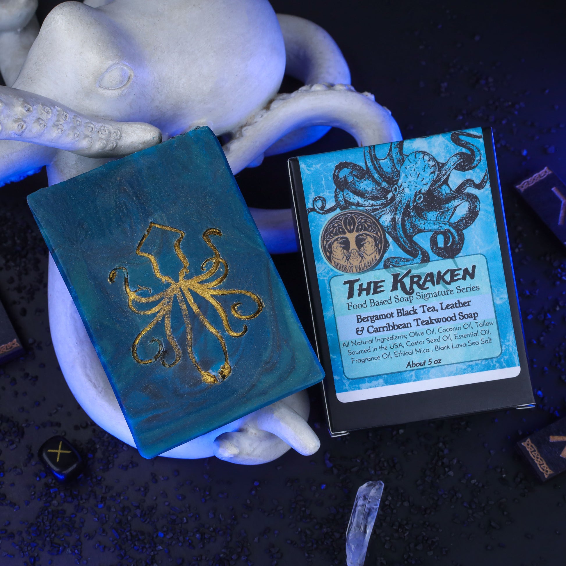 The Kraken - Bergamot, Suede & Sea Signature Soap, Birds of Valhalla, Signature Soap, Birds of Valhalla