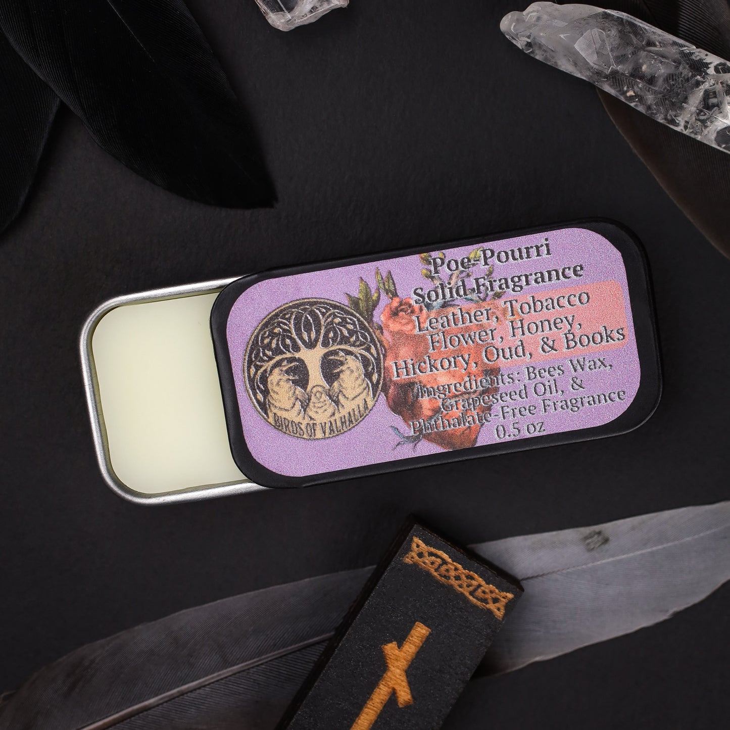 Solid Fragrance Cologne/Perfume Slider Tin, Birds of Valhalla, Body Product, Birds of Valhalla
