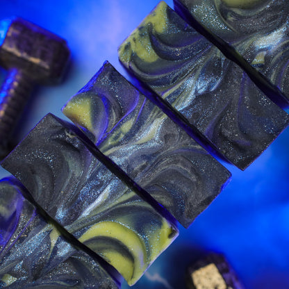 Norsestrology : Glow-in-the-dark Aries-Thor Soap with Pyrite Thor's Hammer, Birds of Valhalla, Astrology Soap, Birds of Valhalla