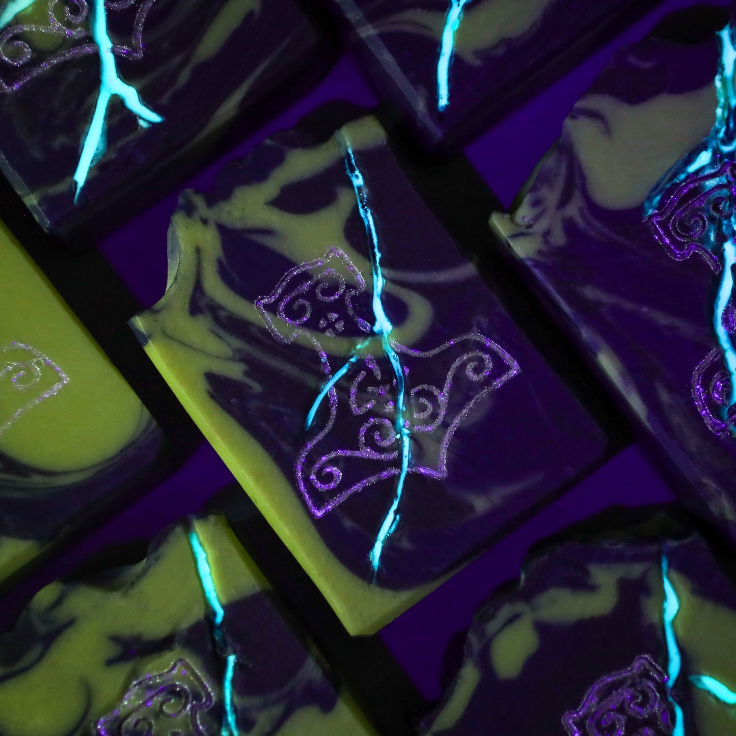 Norsestrology : Glow-in-the-dark Aries-Thor Soap with Pyrite Thor's Hammer, Birds of Valhalla, Astrology Soap, Birds of Valhalla